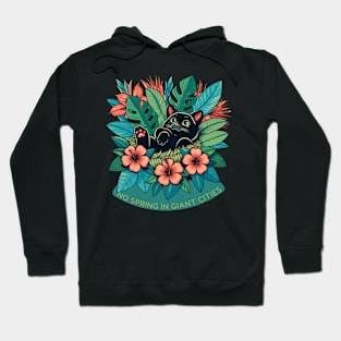 Black  Cat wondering about spring in giant cities. Hoodie